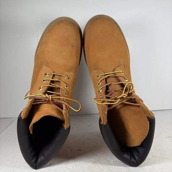 Size 9.5 Timberland 6 Inch Premium Wheat Nubuck Boots | TB 18094 - Picture 7 of 8